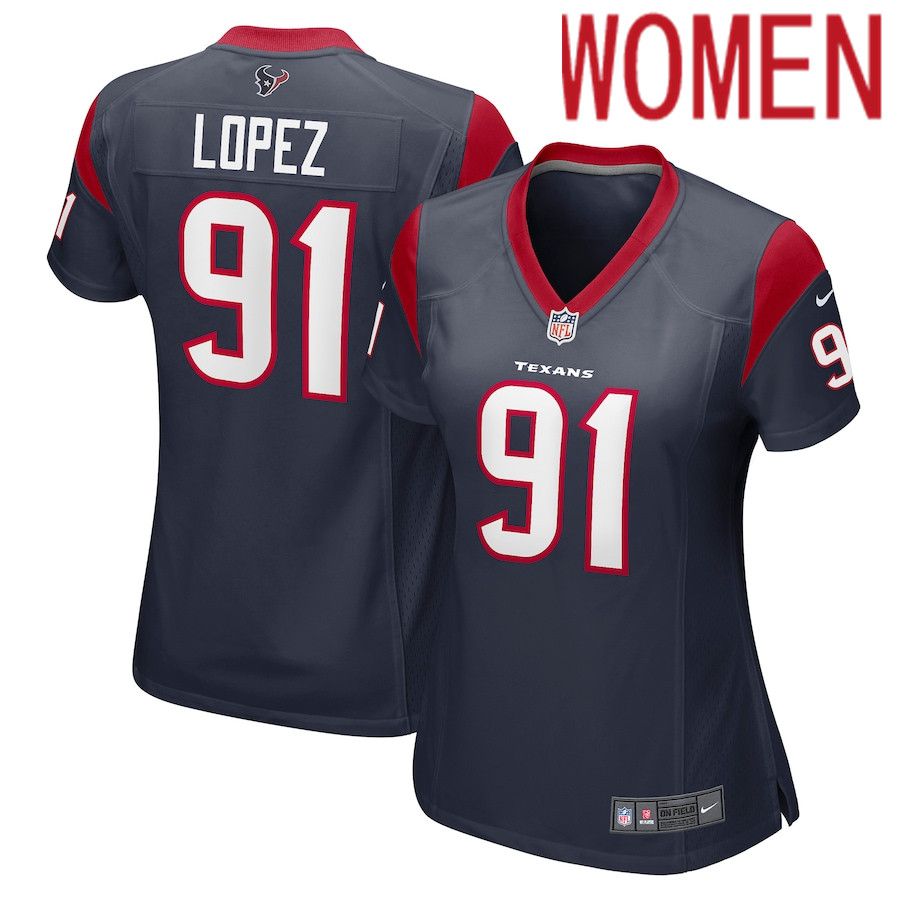 Women Houston Texans #91 Roy Lopez Nike Navy Player Game NFL Jersey